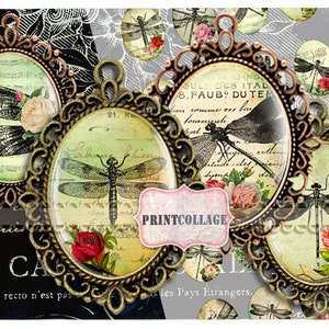 Dragonfly Vintage Digital Printable Sheet 40x30 30x22 25x18 18x13 Mm ...