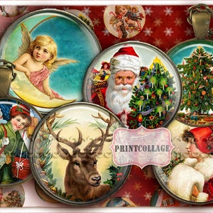 Christmas Spirit winter images Cabochon images Digital Collage Sheet 1.5 inch 18mm 14mm 1inch circle Printable images Instant download C130
