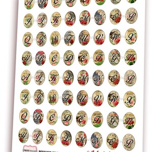 Alphabet Letters Digital Printable Sheet 40x30 30x22 25x18 18x13mm Cabochon Oval Images Clip Art ...