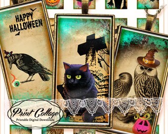 Halloween  images Domino Pendants Digital Collage Sheet 1 x 2 inch Printable scrabble tile images Jewelry Backgrounds c242