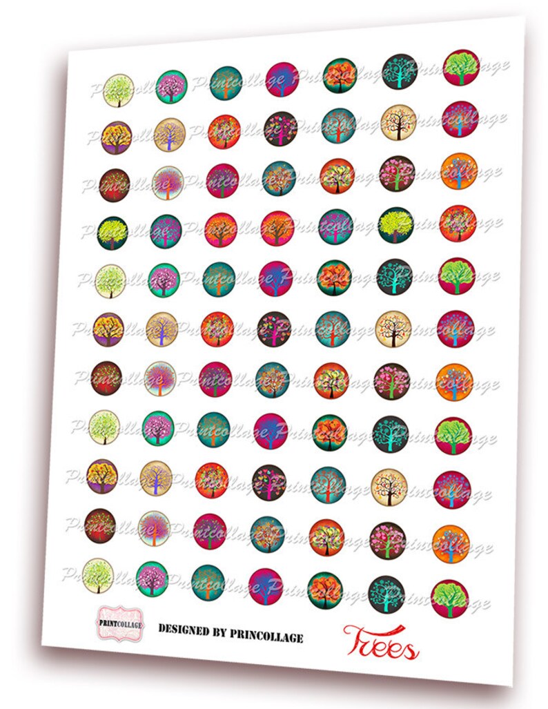 Digital Printable Sheet Cabochon Images 1.5 Inch 1inch 1612mm | Etsy