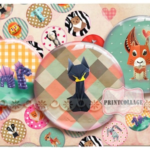 Origami Design Pinback Flatback Buttons Flair Buttons Digital Printable Sheet circles for button machine 1.313 inch Instant download B49