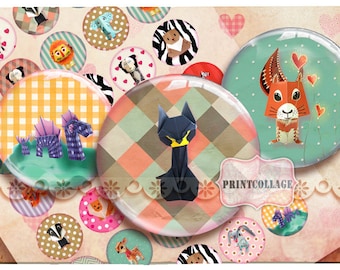 Origami Design Pinback Flatback Buttons Flair Buttons Digital Printable Sheet circles for button machine 1.313 inch Instant download B49