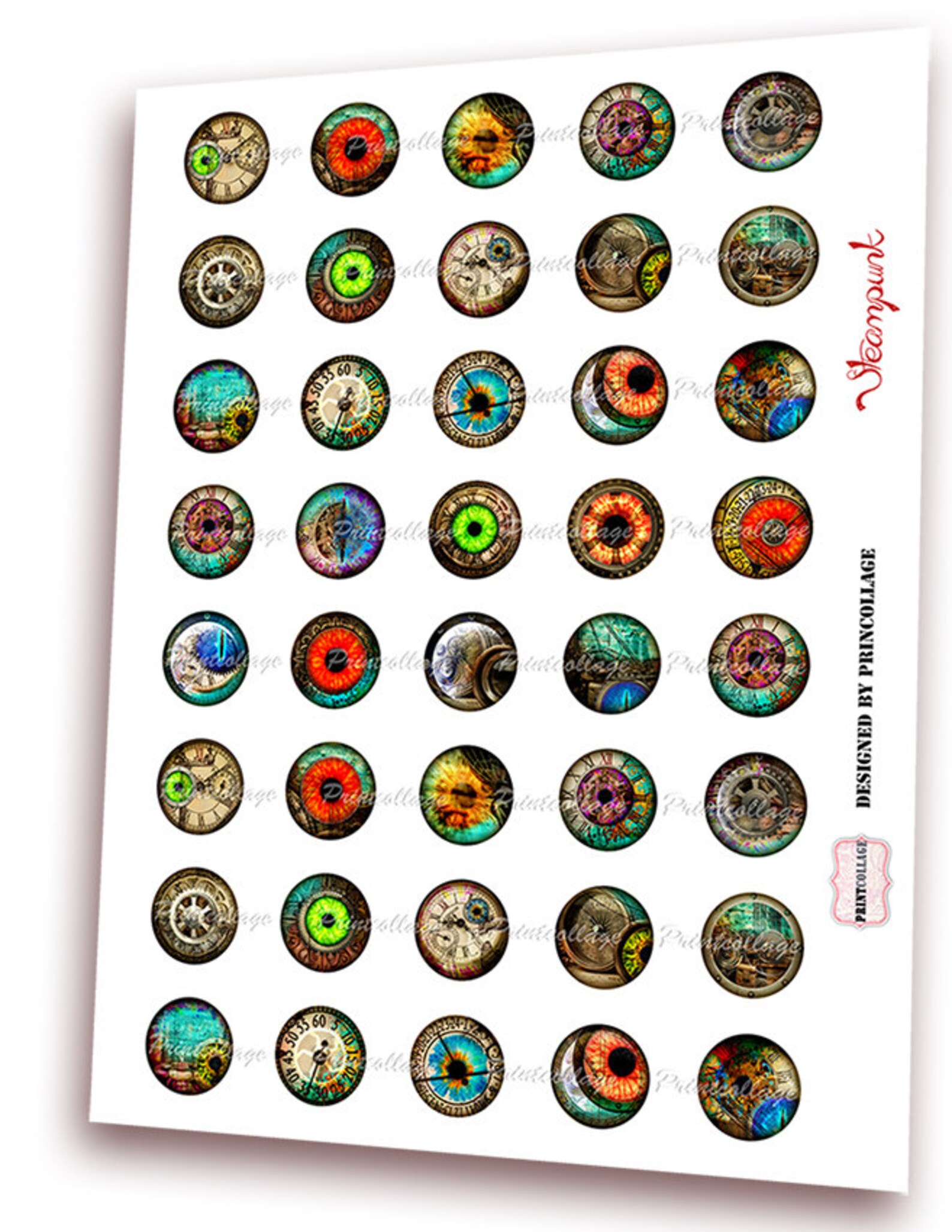 Steampunk Images Digital Printable Sheet Cabochon Images 1.5 - Etsy