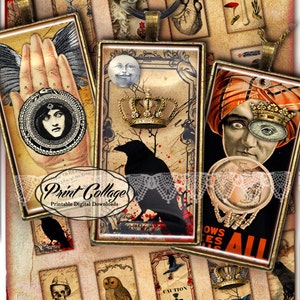 Ciondoli Domino / Immagini Gotiche Vittoriane Foglio di Collage Digitale 1 x 2 pollici Immagini Stampabili Gioielli, Sfondi per Scrapbooking D214
