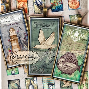 NAUTICAL images Domino size Pendants, Printable images, Digital Collage Sheet 1 x 2 inch Jewelry Background, Clip Art, Instant Download c95
