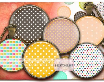 Polka Dots Cabochon images Digital Collage Sheet 1.5 inch 18 mm 14 mm 1 inch round Printable images Instant download Bottle Cap image c202