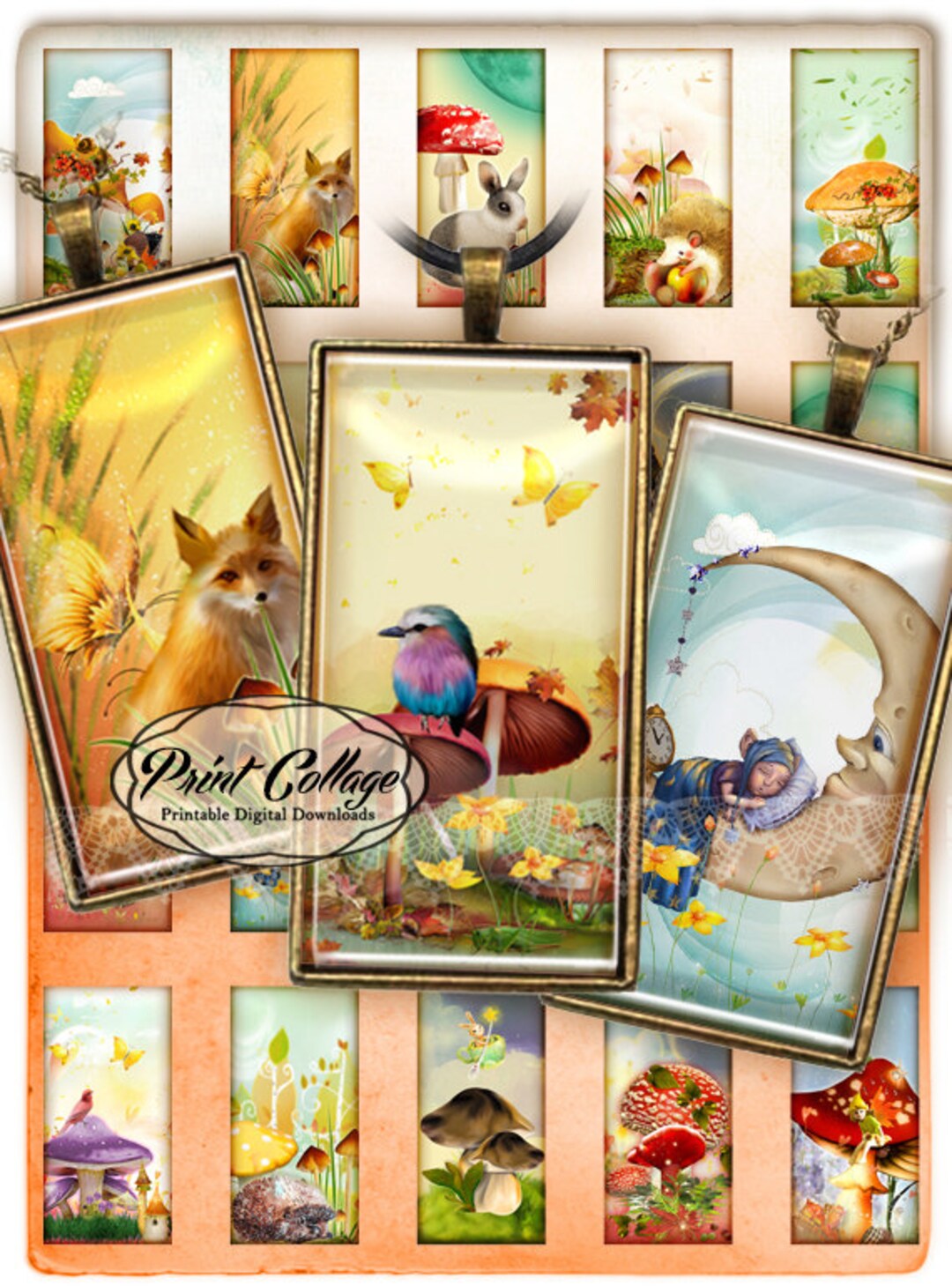 Magic Forest Domino Pendant Images Digital Collage Sheet 1 X 2 Inch ...