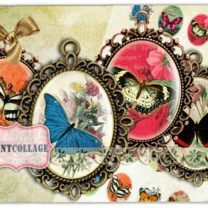 Butterfly Cabochon oval images Digital Printable images 30x40 mm 30x22 mm 25x18 mm 18x13 mm for pendants bezel cab magnets scrapbooking c96