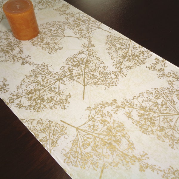 Gold Leaf Table Runner, Metallic Gold Runner, Christmas Runner, Thanksgiving Runner