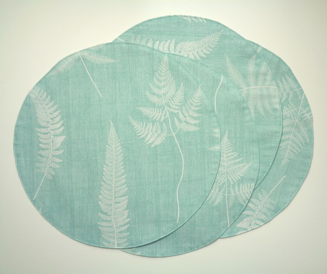 Teal Placemats Set of Six Placemats Round Placemats With Etsy
