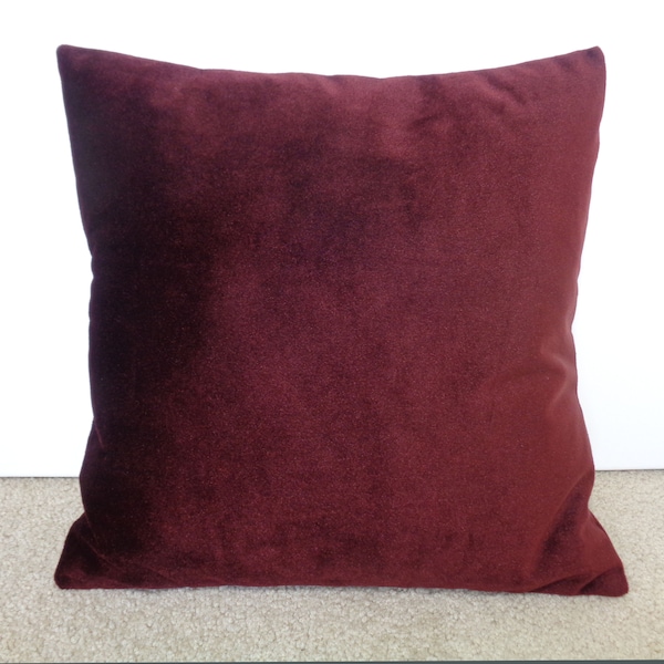 Burgundy Velvet Pillow Cover, Red Burgundy Pillow, Velvet Pillow, 16x16 Pillow