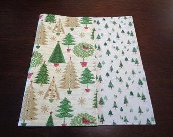 Reversible Green Pine Tree Placemat, Christmas Tree Placemat, Holiday Table Mat 13x19