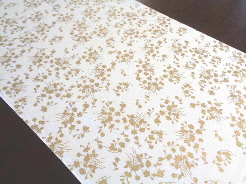 Gold Vines Table Runner And White Metallic Image 0