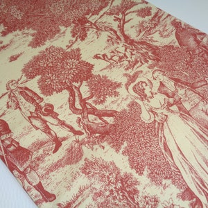 Camino de mesa Toile, camino rojo, camino de mesa con escena francesa de 36 pulgadas