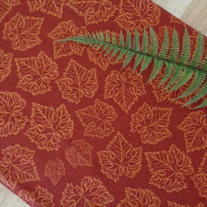 Reversibler Weinblätter Läufer, Mitte des Jahrhunderts moderner oranger 72-Zoll-Herbstblumenläufer, rustikales Rot, Thanksgiving