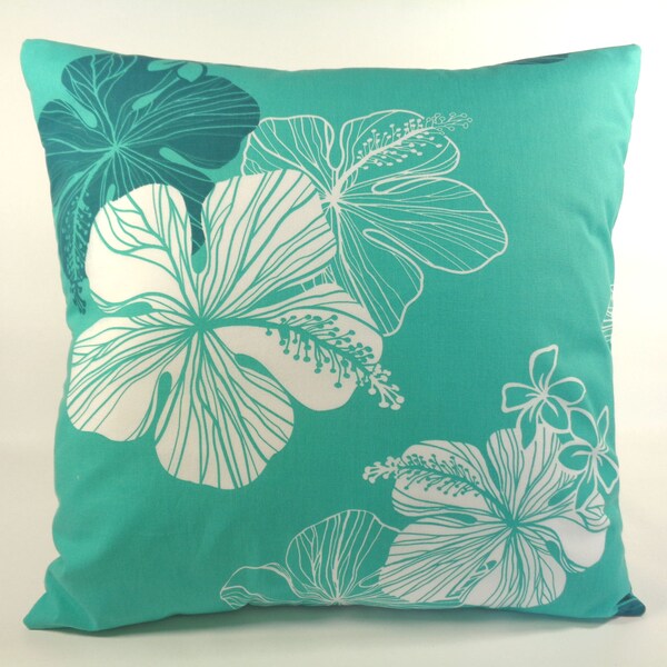 Hawaii Pillow Cover Hibiscus Palm Background