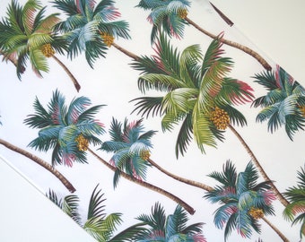 Palm Tree Runner White, 13x72 Table Runner, Tropical Runner, Palm Table Runner