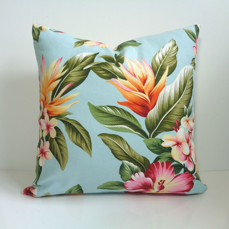 Hawaii Pillow Cover Hibiscus Palm Background main image 1