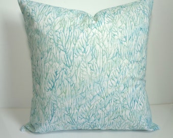 Aqua Pillow Cover, Coral Reef Pillow, 16x16 Inch Tropical Pillow Cover