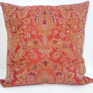San Pietro Paisley Persimmon Pillow Cover Lee Jofa, 20 Inch Orange Upholstery Pillow