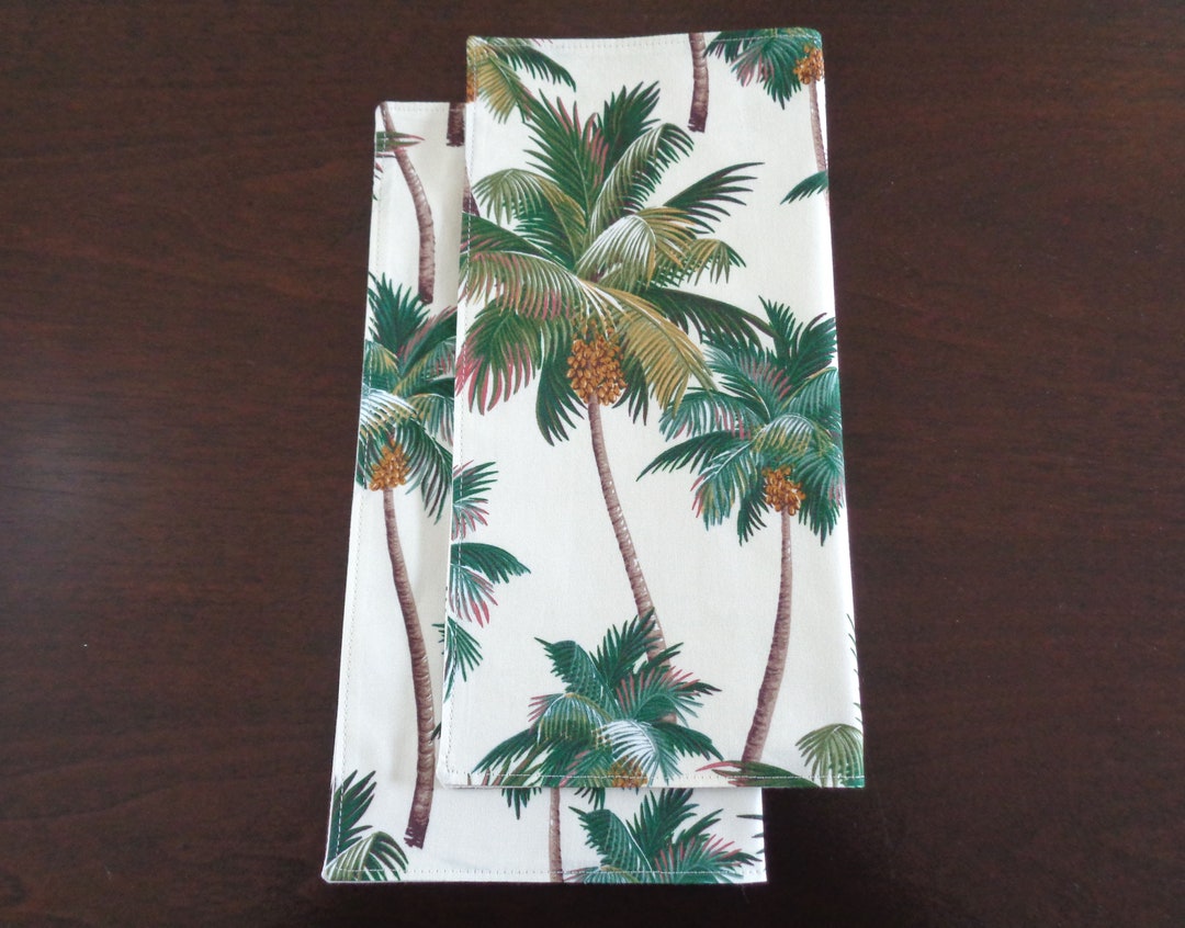Palm Tree Napkins, Tropical Napkins, Set of Four Palm Napkins 12 Inch