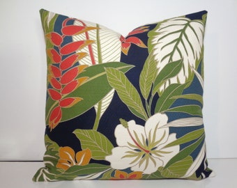 Tropical Pillow Cover, Palm Leaf Pillow, Hawaiian, Multi 16 Inch