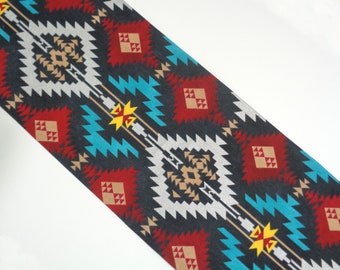 Southwest Runner Turquoise and Red, 83 Inch Southwest Table Runner