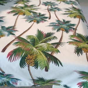 Palm Tree Tablecloth, Tropical Tablecloth, 40 Inch Square Green Palm Tree on White