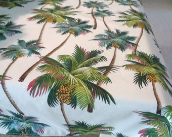 Palm Tree Tablecloth, Tropical Tablecloth, 40 Inch Square Green Palm Tree on White