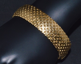 Vintage UnoAErre Bracelet - Estate Italian Solid 750 18K Yellow Gold Textured Braided Mesh Uno A Erre Italy Bangle Bracelet - ExoticGold