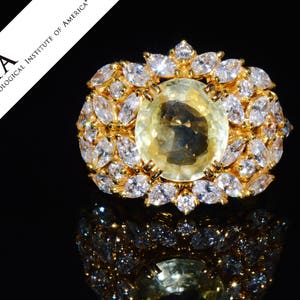 サファイア リング - GIA 非加熱サファイア - GIA 認定天然 8.35CTS VS F ダイヤモンド 18K 750 ソリッド ゴールド カクテル ボンベイ ドーム リング - ExoticGold