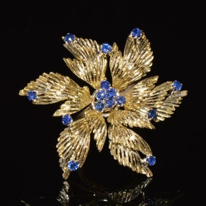 Sapphire Ring - Vintage Natural Blue Sapphire 750 18K Solid Gold Etruscan Floral European Statement Cocktail Ring - ExoticGoldJewelry