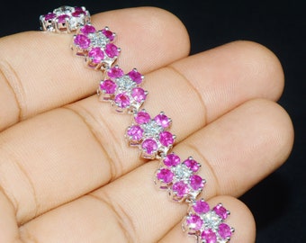 13.7ct ルビー ダイヤモンド ブレスレット 18k ソリッド ゴールド