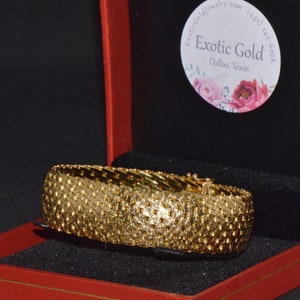 Vintage UnoAErre Bracelet Estate Italian Solid 750 18K Yellow Gold Textured Braided Mesh Uno A Erre Italy Bangle Bracelet ExoticGold image 6