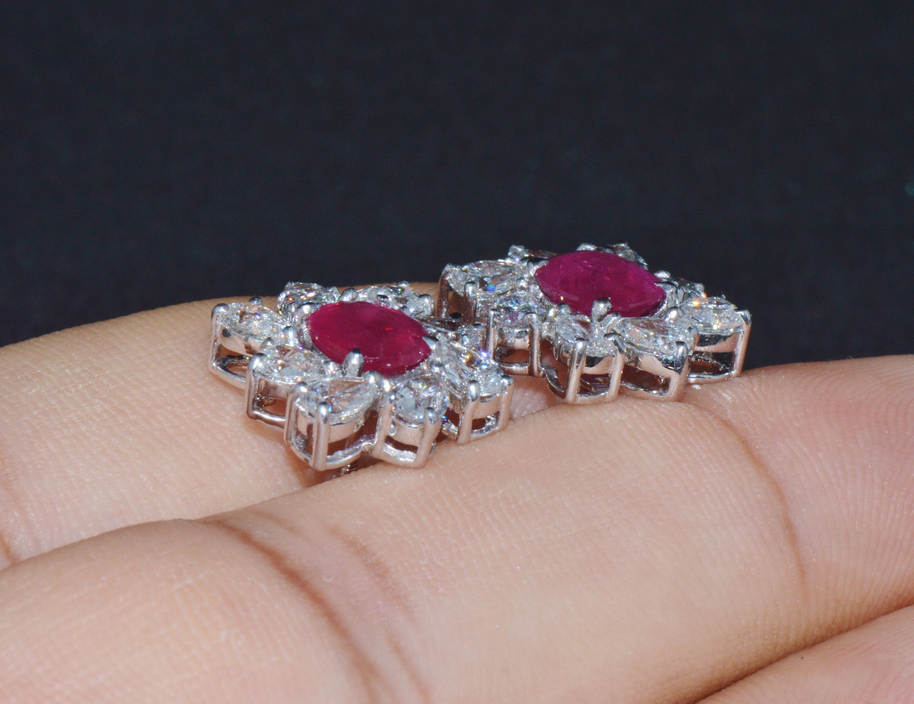 Ruby Diamond Earrings Ruby Earrings Certified Natural | Etsy