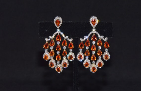 Sapphire Diamond Earrings - Sapphire Earrings - C… - image 1