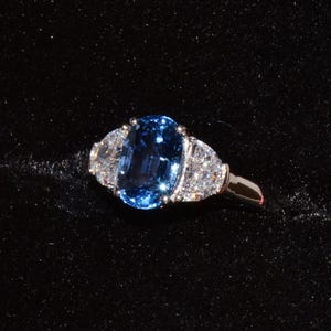 GIA-certifierad värmefri ring med blåklint, blå safir och diamanter, solid 950 platina bild 15