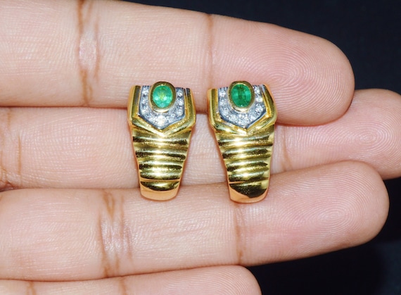 Emerald Necklace - Emerald Earrings - Vintage Gre… - image 9