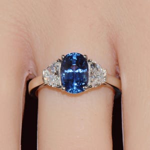 GIA-certifierad värmefri ring med blåklint, blå safir och diamanter, solid 950 platina bild 6