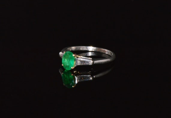 Emerald Diamond Ring - Vintage Emerald Ring - Nat… - image 3