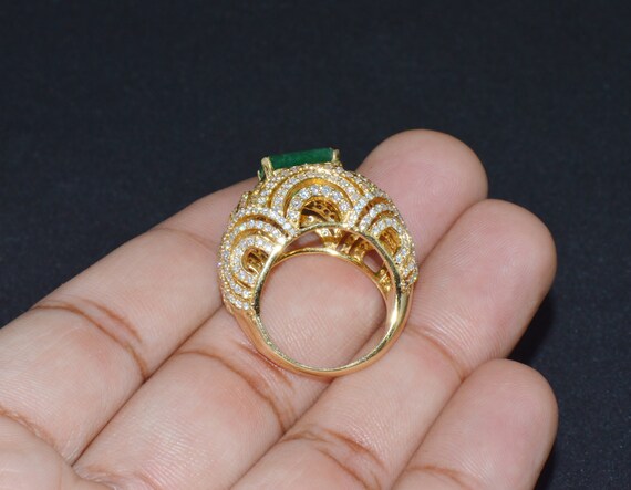 Emerald Ring - Emerald Diamond Ring - Estate Natu… - image 4