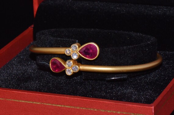 Italian Ruby Diamond Stacking Bangle - Certified … - image 7