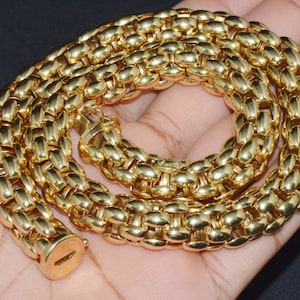 SOLD -----   FOPE Gold Necklace - Vintage Italy 18K 750 Solid Yellow Gold Fancy Rope Mesh Link Chain Collar Stretch Necklace 97g