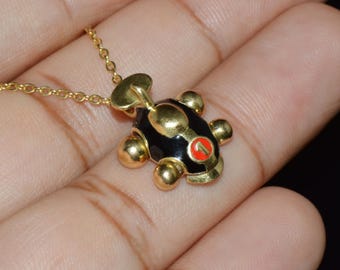 Vintage Aaron Basha 18K 750 Gold Enamel Race Car Grand Prix #1 Charm Pendant | Rare Discontinued Design | ExoticGoldJewelry