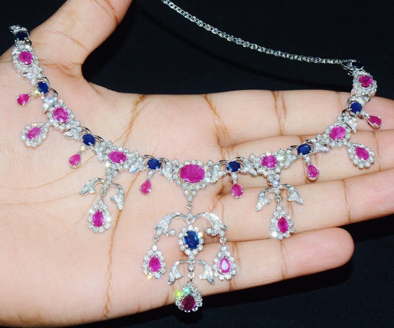 Diamond Ruby Set - Sapphire Set - Diamond Set - C… - image 4