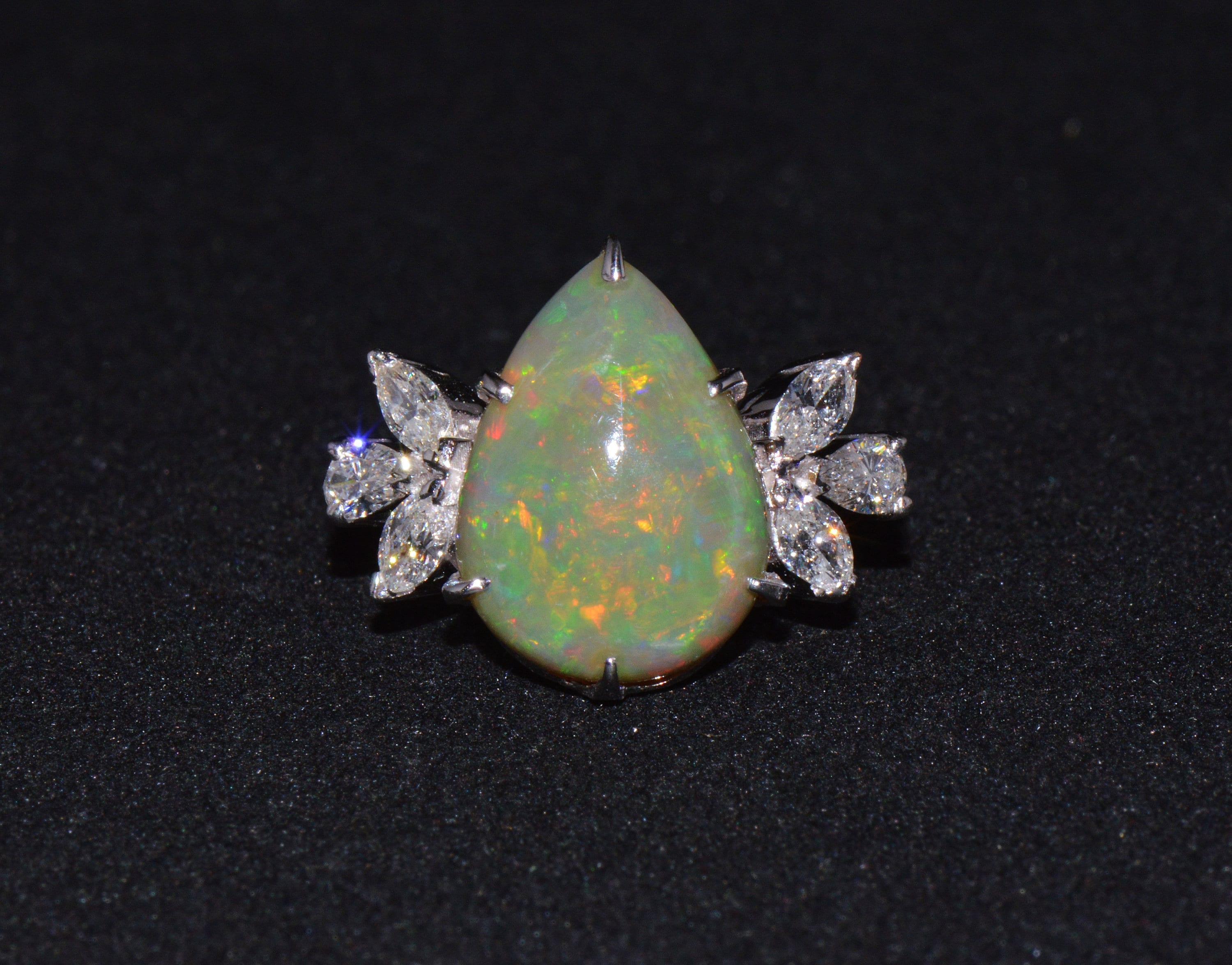 Opal Diamond Ring Estate Natural 4.66cts VS F Diamond - Etsy Singapore