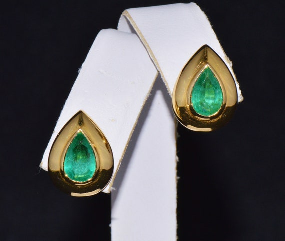Emerald Earrings - Emerald Bezel Earrings - Certif