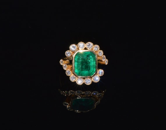 Vintage Emerald Ring - GIA Emerald Ring - Estate … - image 6