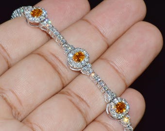 3.58 ラウンドカット サファイア バングル ブレスレット 18K イエロー 
